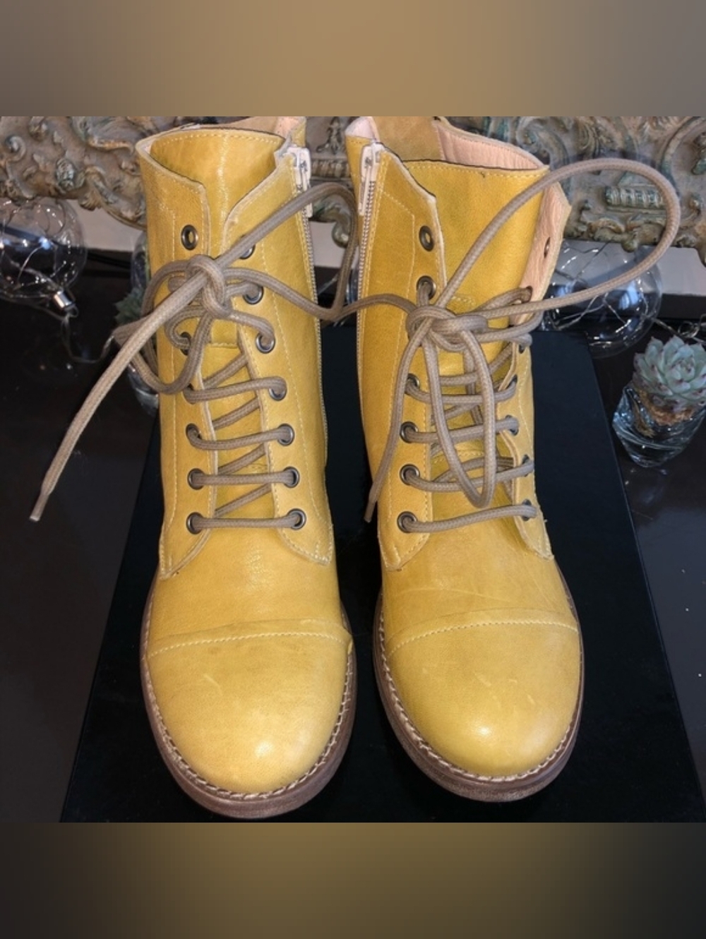 Free People Portland Campus Lace Up Booties Banana Tan - Picture 4 of 11